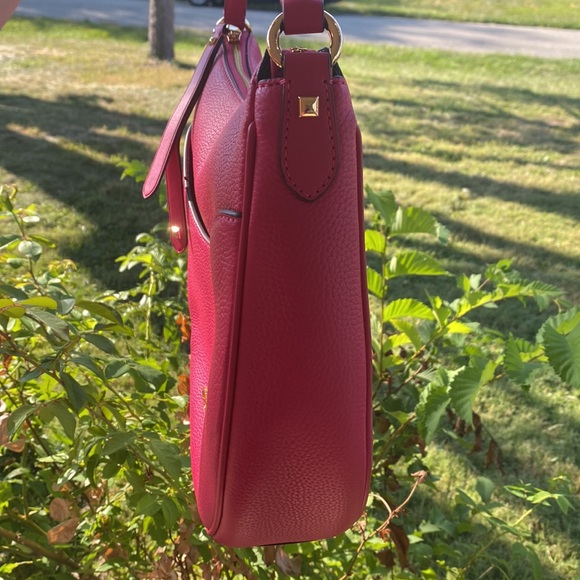 NWT MIchael Kors Dover Large Half Moon Shoulder Bag Hobo Electric Pink Leather - Picture 6 of 16